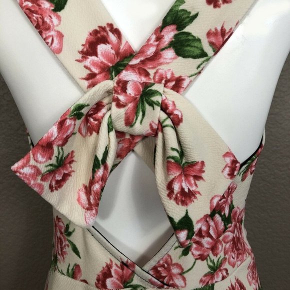 Style Rack Floral Bow Back Mini Dress Sweetheart Neckline Pre-owned Sz L - Picture 3 of 7
